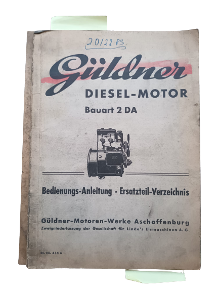 Bedienungsanleitung & Ersatzteilliste GÜLDNER Dieselmotor 2 DA